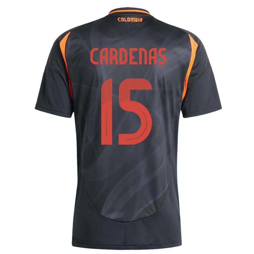 Danxen Hombre Camiseta Colombia Wendy Cárdenas #15 Negro 2ª Equipación 24-26 La Camisa