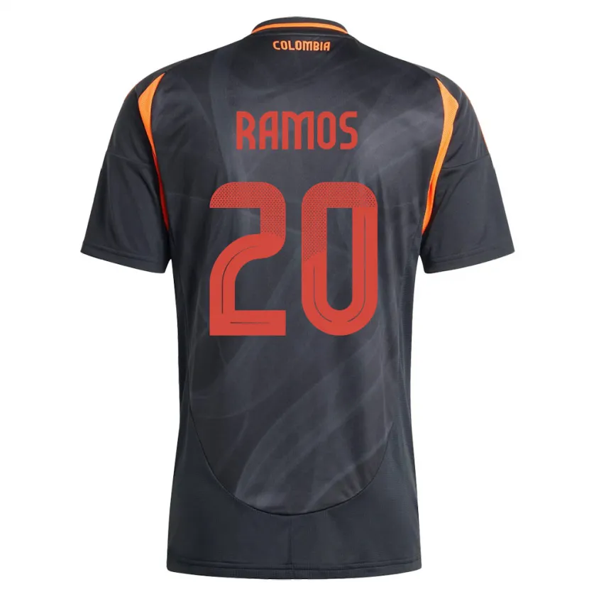 Danxen Hombre Camiseta Colombia Mónica Ramos #20 Negro 2ª Equipación 24-26 La Camisa