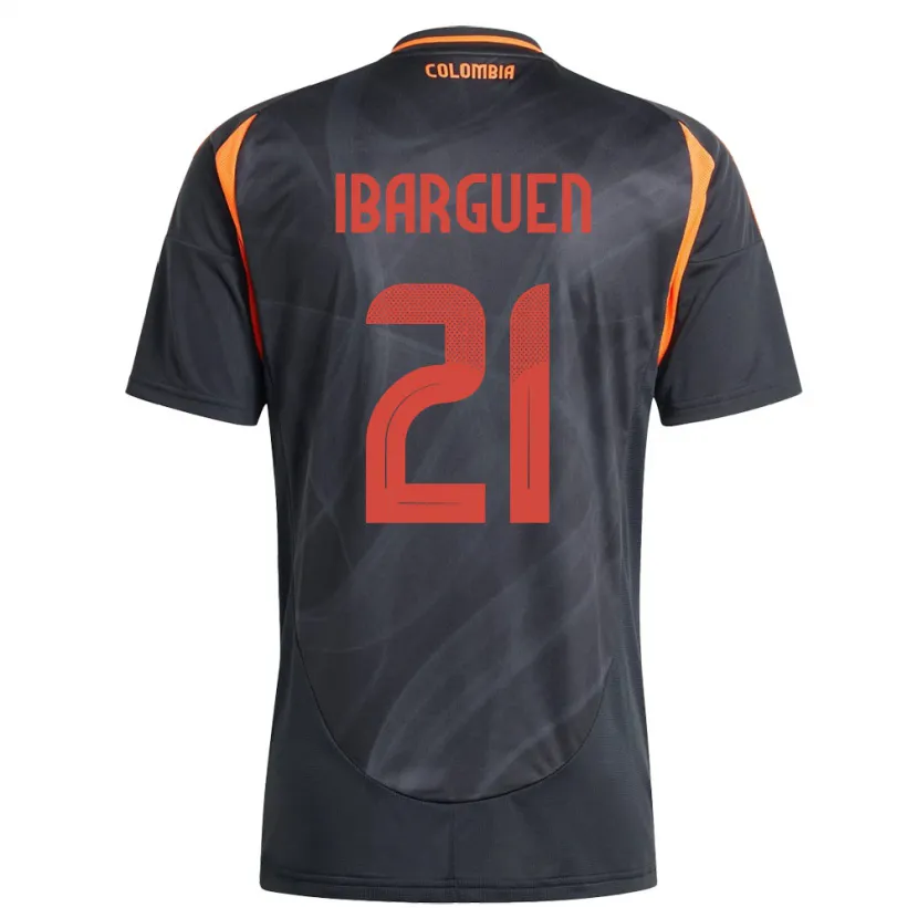 Danxen Hombre Camiseta Colombia Kelly Ibargüen #21 Negro 2ª Equipación 24-26 La Camisa