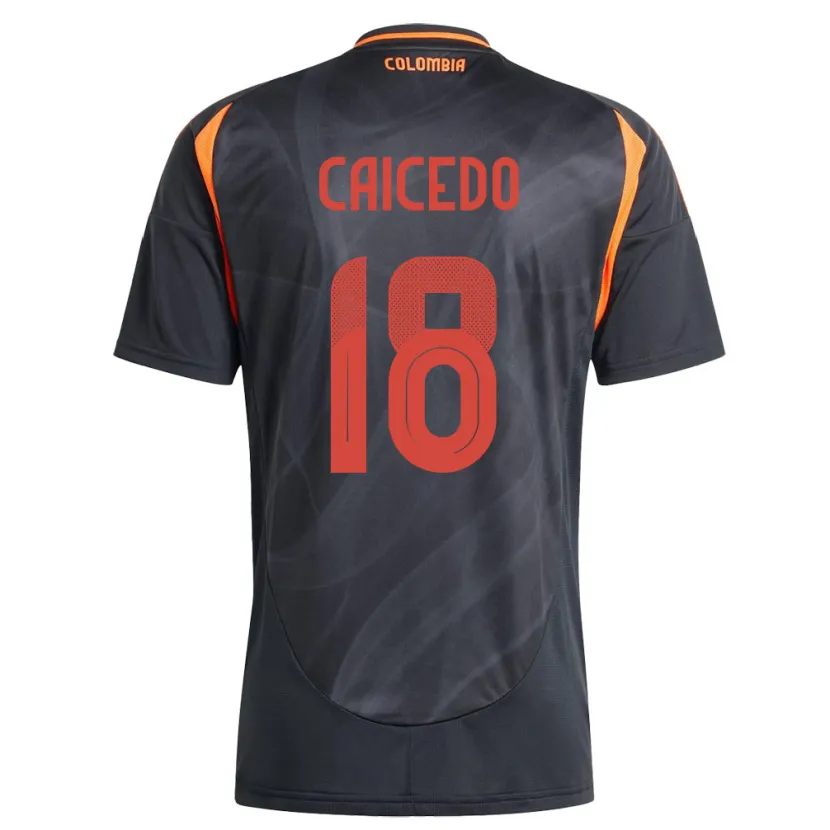 Danxen Hombre Camiseta Colombia Linda Caicedo #18 Negro 2ª Equipación 24-26 La Camisa