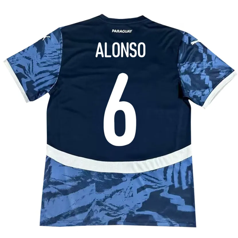 Danxen Hombre Camiseta Paraguay Júnior Alonso #6 Azul 2ª Equipación 24-26 La Camisa