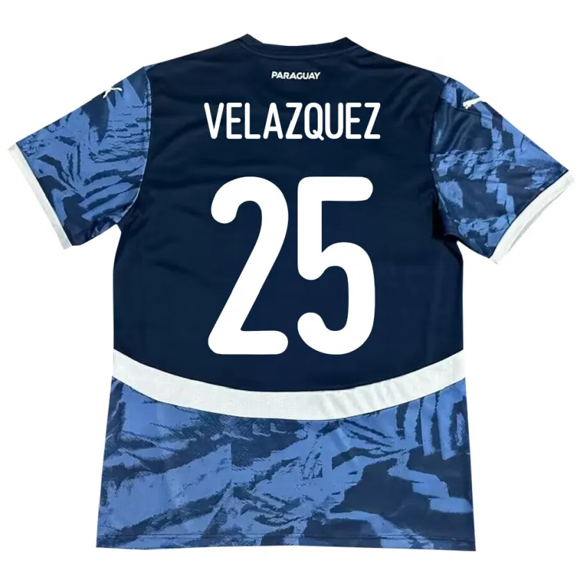 Danxen Hombre Camiseta Paraguay Gustavo Velázquez #25 Azul 2ª Equipación 24-26 La Camisa