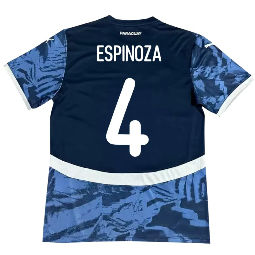 Danxen Hombre Camiseta Paraguay Matías Espinoza #4 Azul 2ª Equipación 24-26 La Camisa