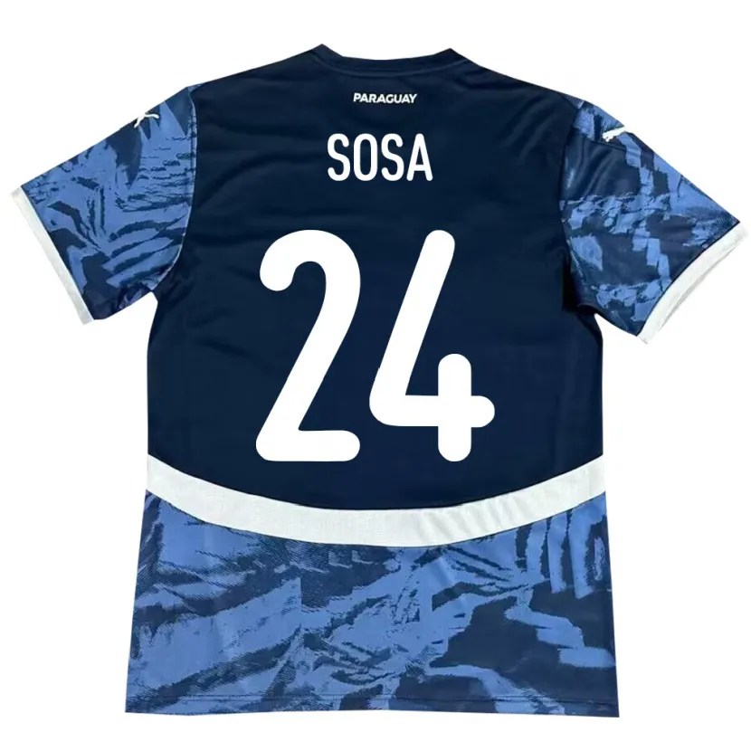 Danxen Hombre Camiseta Paraguay Ramón Sosa #24 Azul 2ª Equipación 24-26 La Camisa