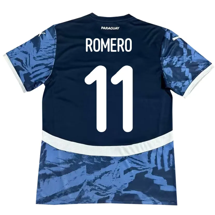 Danxen Hombre Camiseta Paraguay Ángel Romero #11 Azul 2ª Equipación 24-26 La Camisa