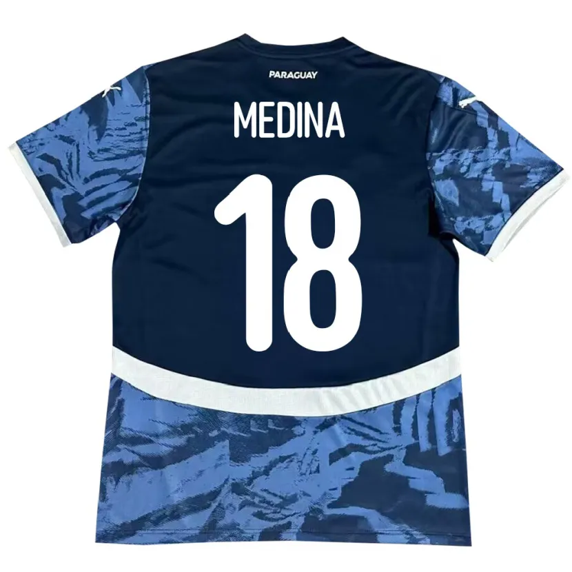 Danxen Hombre Camiseta Paraguay Jesús Medina #18 Azul 2ª Equipación 24-26 La Camisa