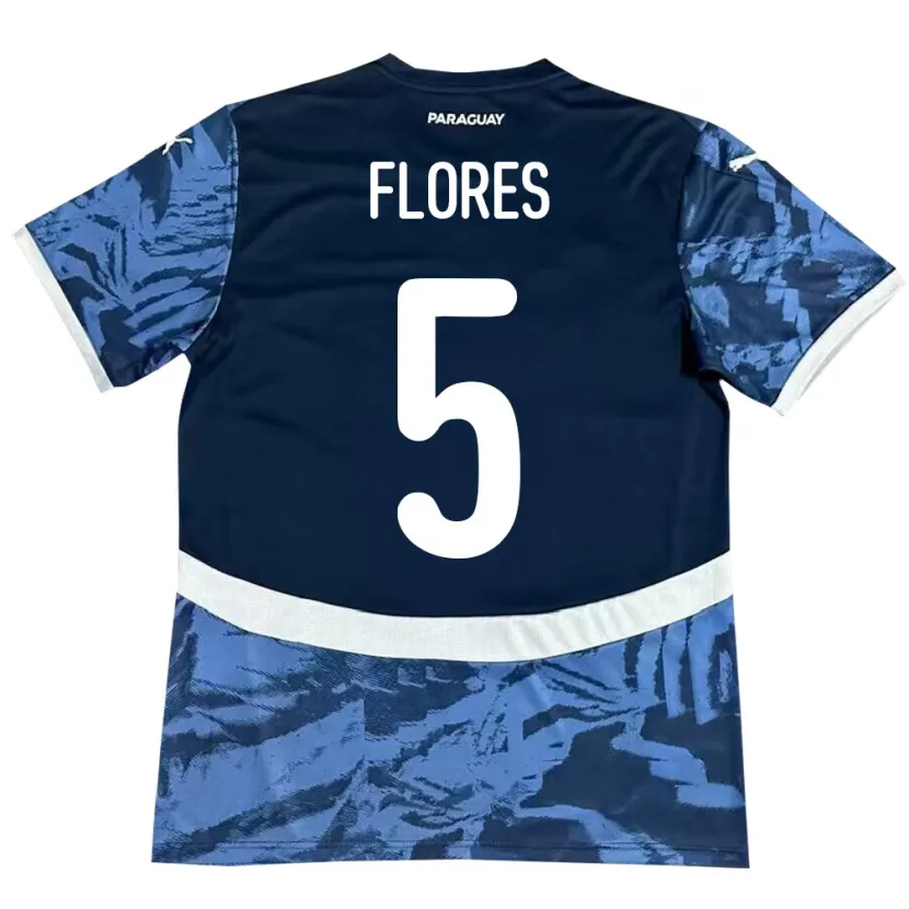Danxen Hombre Camiseta Paraguay Gilberto Flores #5 Azul 2ª Equipación 24-26 La Camisa
