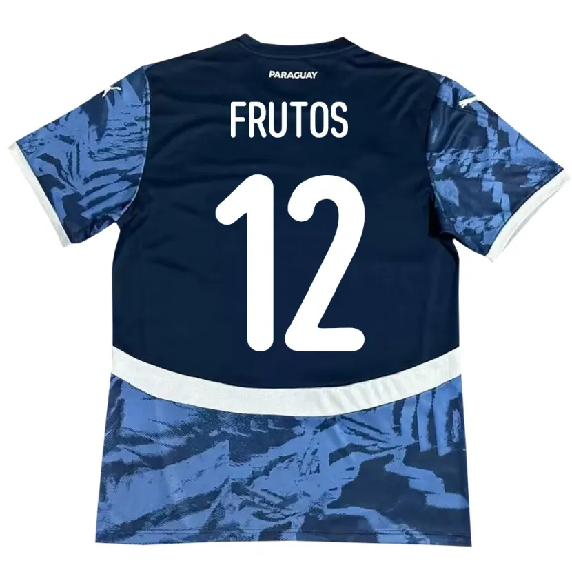 Danxen Hombre Camiseta Paraguay Rodrigo Frutos #12 Azul 2ª Equipación 24-26 La Camisa