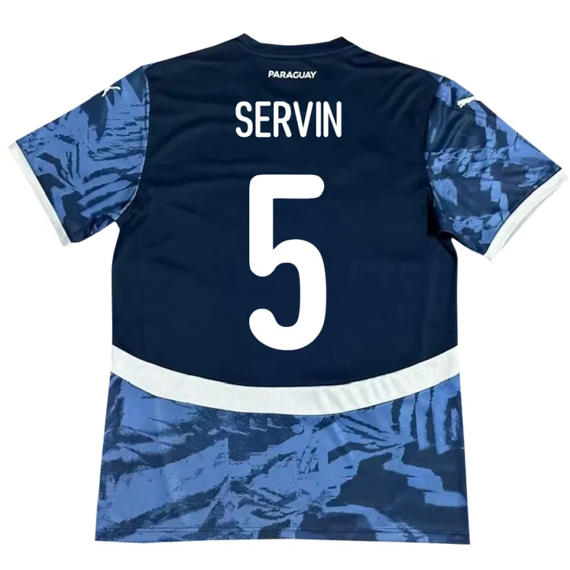 Danxen Hombre Camiseta Paraguay Thiago Servín #5 Azul 2ª Equipación 24-26 La Camisa