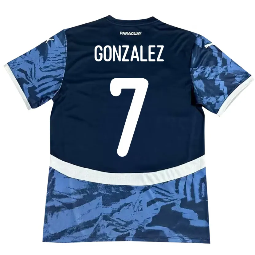 Danxen Hombre Camiseta Paraguay Diego González #7 Azul 2ª Equipación 24-26 La Camisa