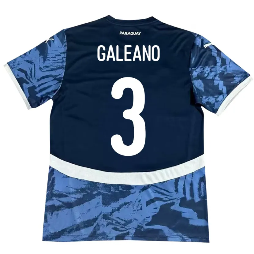 Danxen Hombre Camiseta Paraguay Fernando Galeano #3 Azul 2ª Equipación 24-26 La Camisa