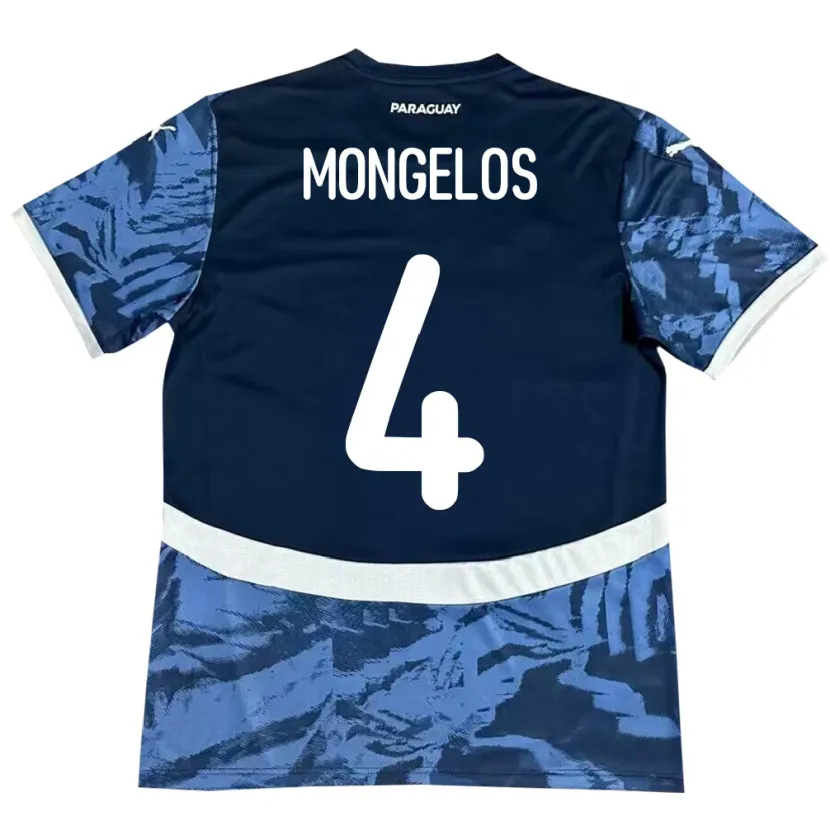 Danxen Hombre Camiseta Paraguay Rolando Mongelós #4 Azul 2ª Equipación 24-26 La Camisa