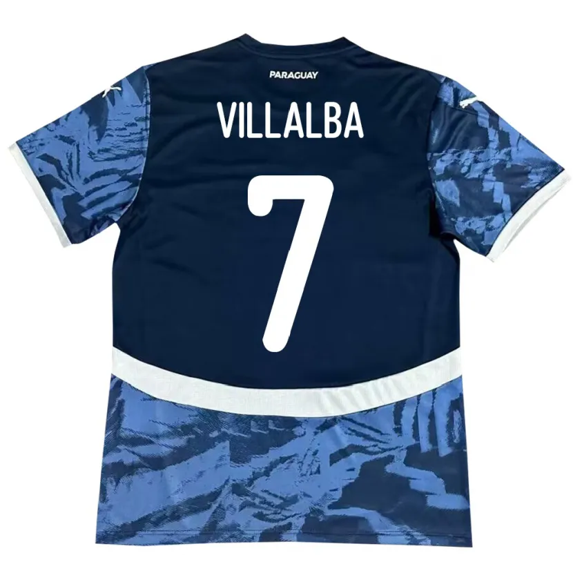Danxen Hombre Camiseta Paraguay Rodrigo Villalba #7 Azul 2ª Equipación 24-26 La Camisa