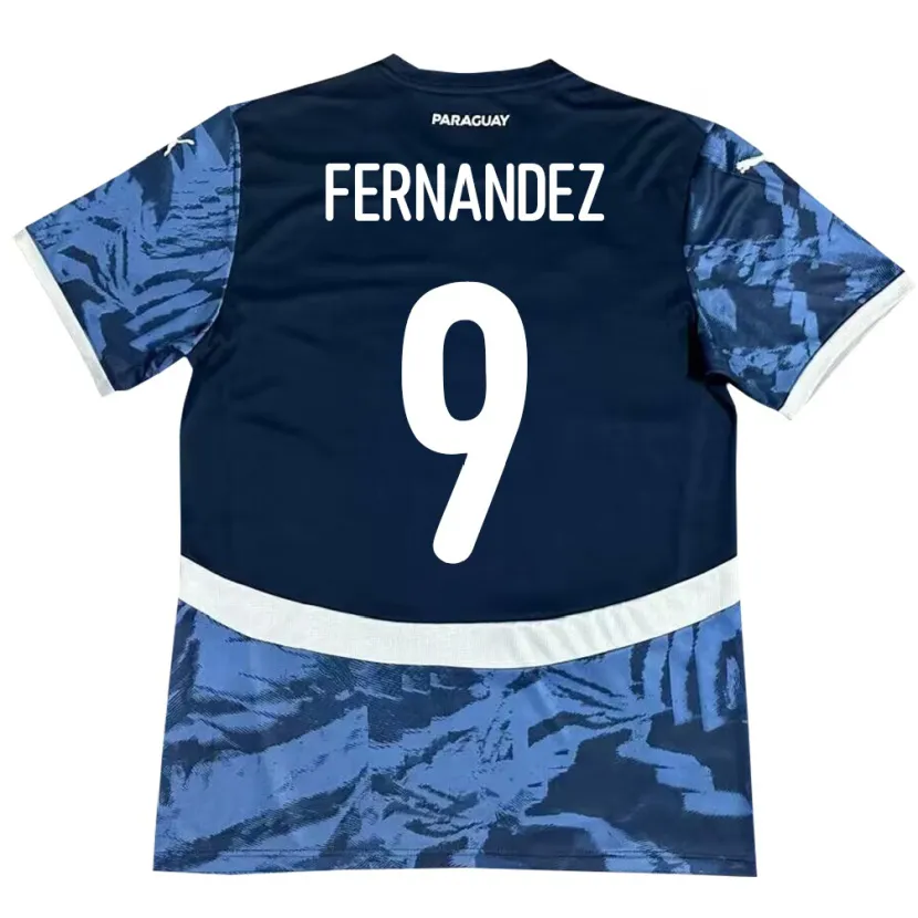 Danxen Hombre Camiseta Paraguay David Fernández #9 Azul 2ª Equipación 24-26 La Camisa