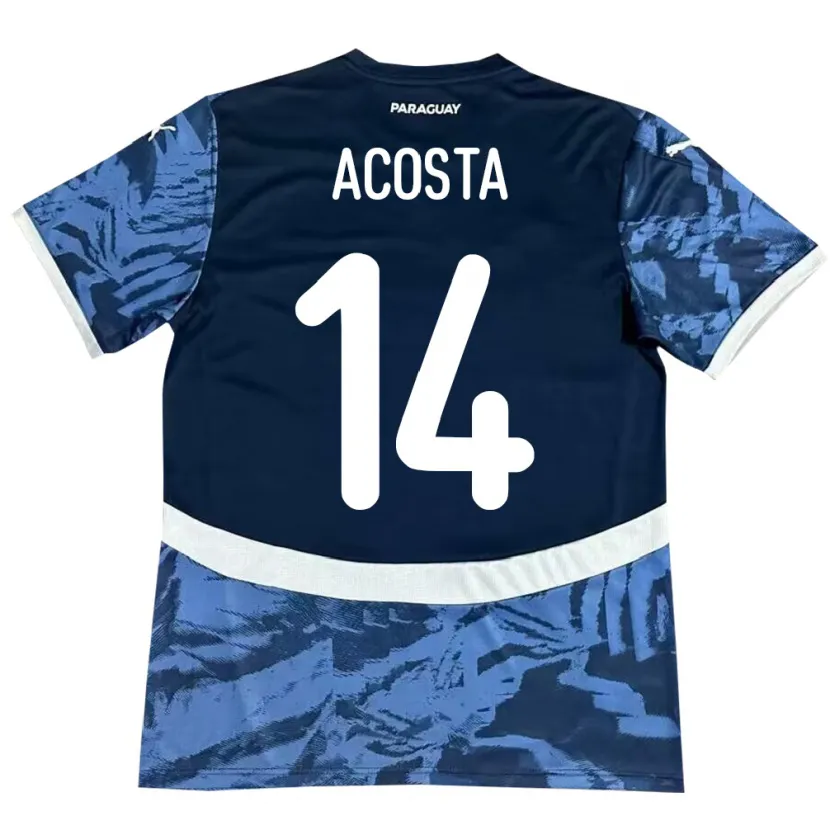 Danxen Hombre Camiseta Paraguay Emilio Acosta #14 Azul 2ª Equipación 24-26 La Camisa