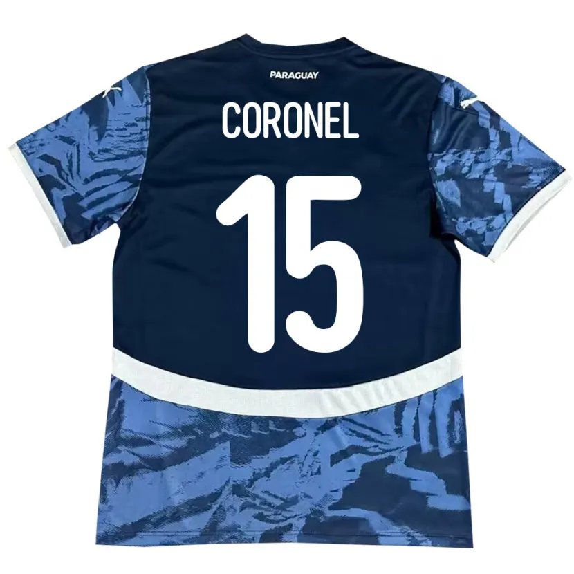 Danxen Hombre Camiseta Paraguay Éver Coronel #15 Azul 2ª Equipación 24-26 La Camisa