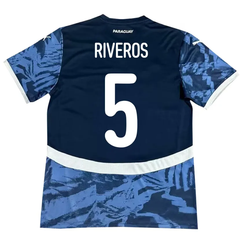 Danxen Hombre Camiseta Paraguay Verónica Riveros #5 Azul 2ª Equipación 24-26 La Camisa