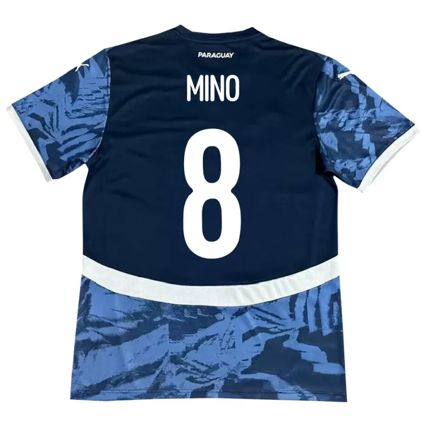 Danxen Hombre Camiseta Paraguay Rosa Miño #8 Azul 2ª Equipación 24-26 La Camisa