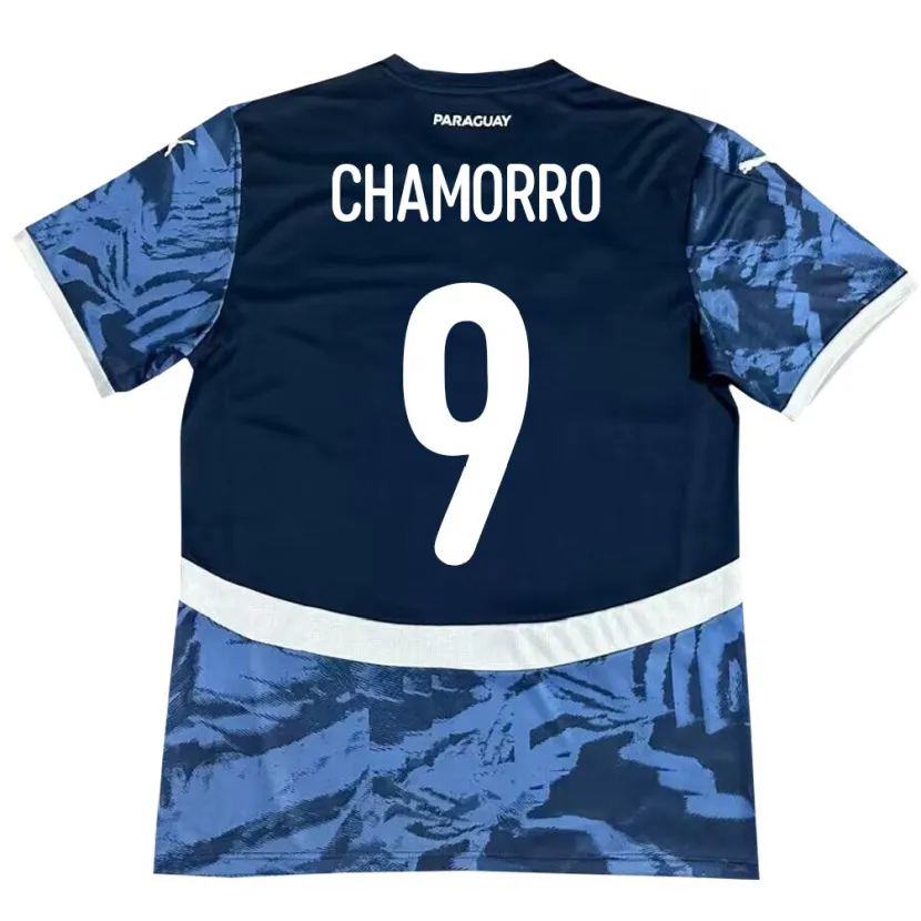 Danxen Hombre Camiseta Paraguay Lice Chamorro #9 Azul 2ª Equipación 24-26 La Camisa