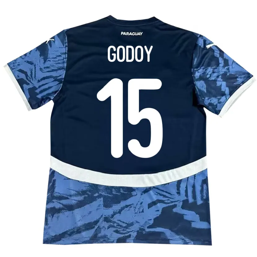 Danxen Hombre Camiseta Paraguay Fanny Godoy #15 Azul 2ª Equipación 24-26 La Camisa