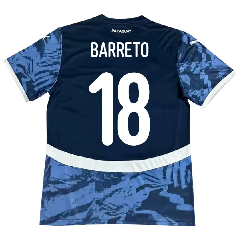 Danxen Hombre Camiseta Paraguay Liz Barreto #18 Azul 2ª Equipación 24-26 La Camisa