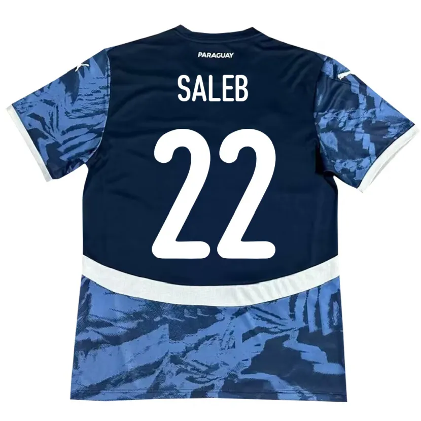 Danxen Hombre Camiseta Paraguay Gloria Saleb #22 Azul 2ª Equipación 24-26 La Camisa