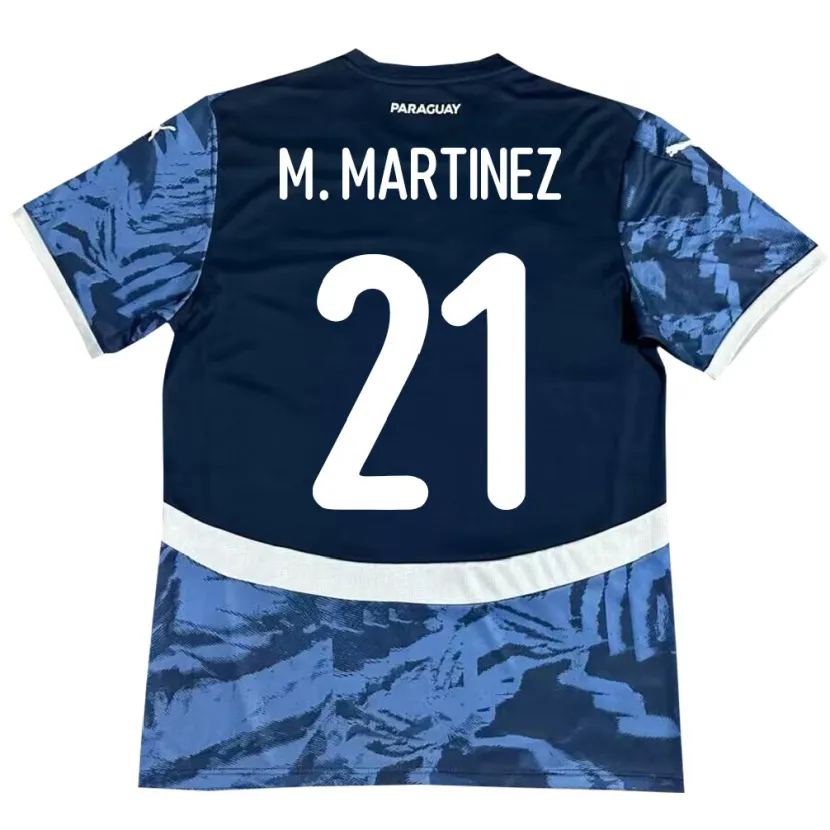 Danxen Hombre Camiseta Paraguay María Martínez #21 Azul 2ª Equipación 24-26 La Camisa