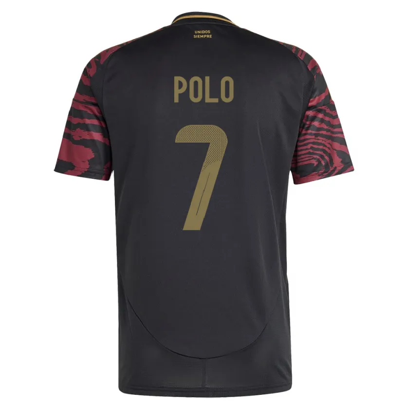 Danxen Hombre Camiseta Perú Andy Polo #7 Negro 2ª Equipación 24-26 La Camisa