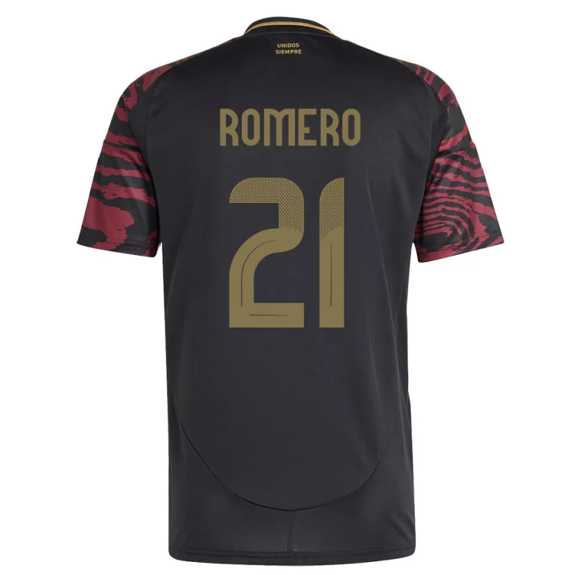 Danxen Hombre Camiseta Perú Diego Romero #21 Negro 2ª Equipación 24-26 La Camisa
