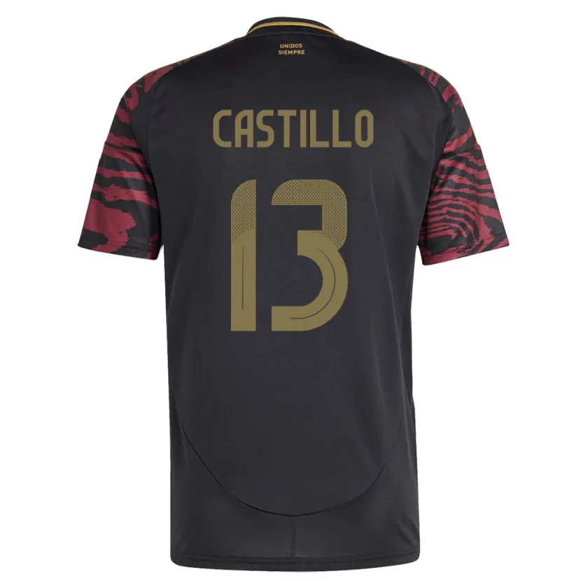 Danxen Hombre Camiseta Perú Jesús Castillo #13 Negro 2ª Equipación 24-26 La Camisa