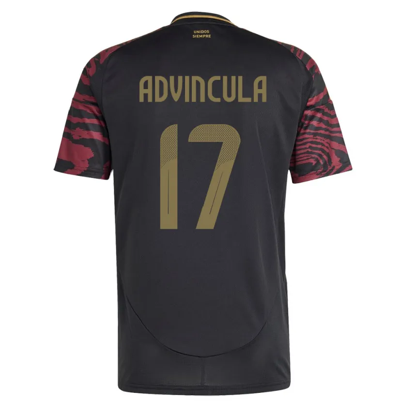 Danxen Hombre Camiseta Perú Luis Advíncula #17 Negro 2ª Equipación 24-26 La Camisa