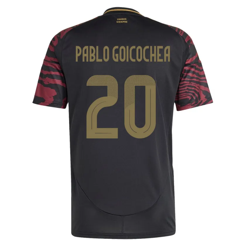 Danxen Hombre Camiseta Perú Juan Pablo Goicochea #20 Negro 2ª Equipación 24-26 La Camisa
