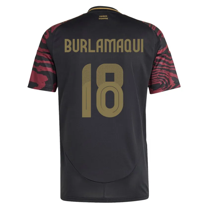 Danxen Hombre Camiseta Perú Alessandro Burlamaqui #18 Negro 2ª Equipación 24-26 La Camisa