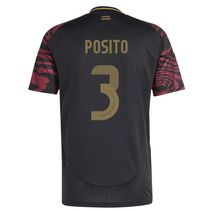 Danxen Hombre Camiseta Perú Alejandro Pósito #3 Negro 2ª Equipación 24-26 La Camisa