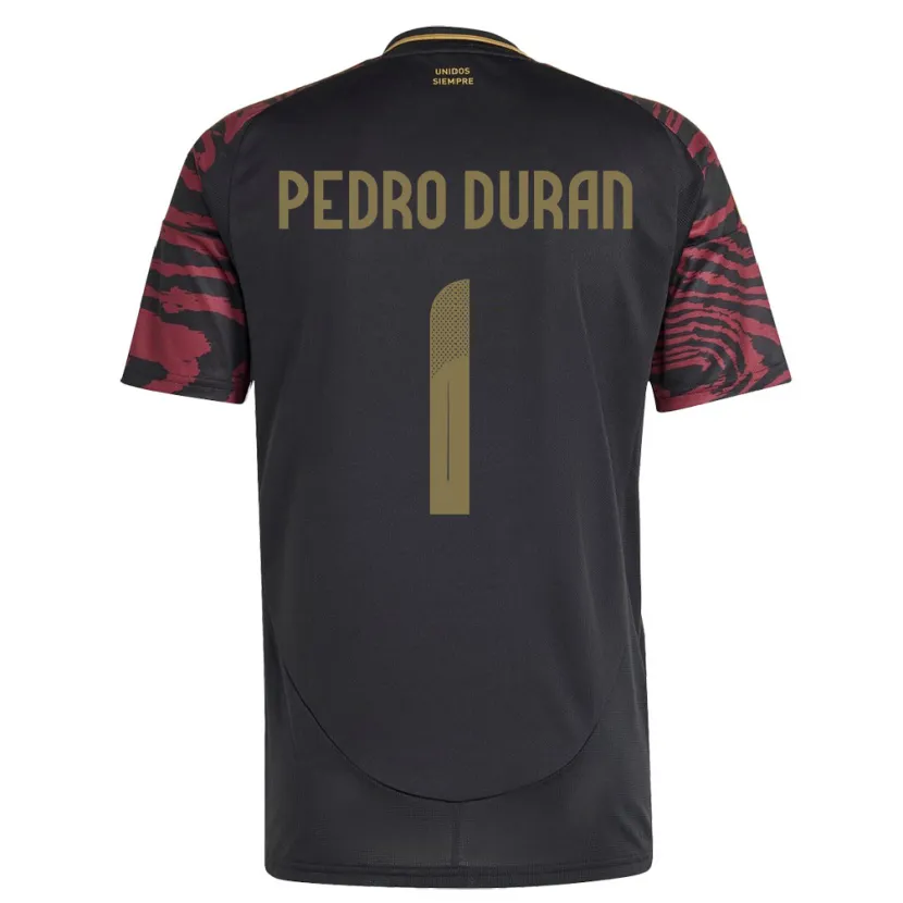 Danxen Hombre Camiseta Perú Juan Pedro Durán #1 Negro 2ª Equipación 24-26 La Camisa