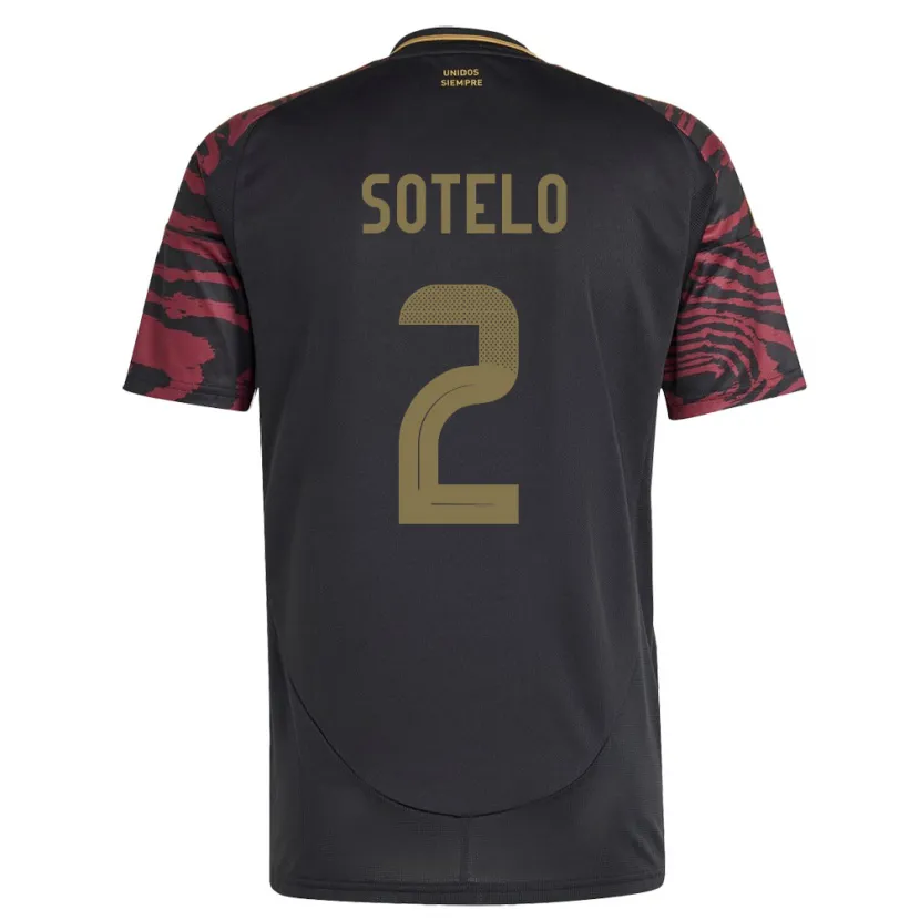 Danxen Hombre Camiseta Perú Ghian Sotelo #2 Negro 2ª Equipación 24-26 La Camisa