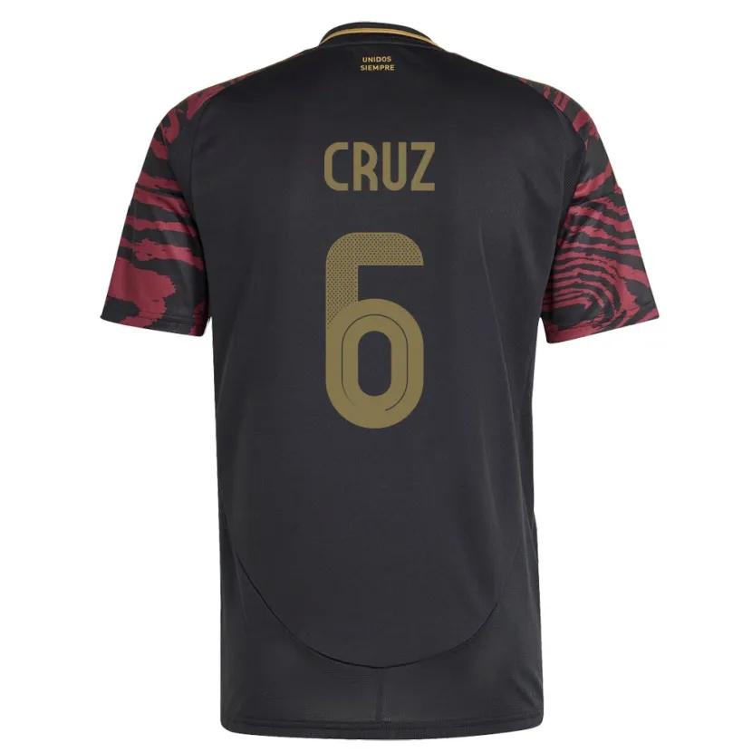 Danxen Hombre Camiseta Perú Esteban Cruz #6 Negro 2ª Equipación 24-26 La Camisa