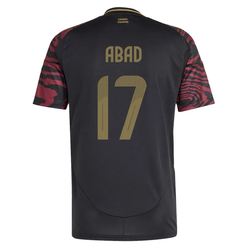 Danxen Hombre Camiseta Perú Kelvin Abad #17 Negro 2ª Equipación 24-26 La Camisa