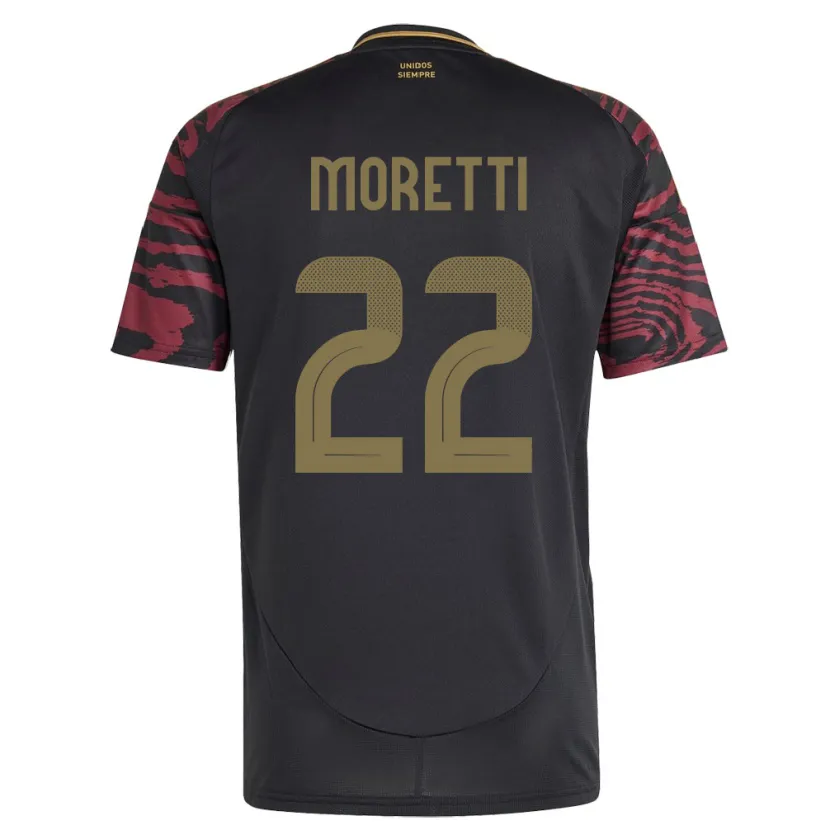 Danxen Hombre Camiseta Perú Jair Moretti #22 Negro 2ª Equipación 24-26 La Camisa
