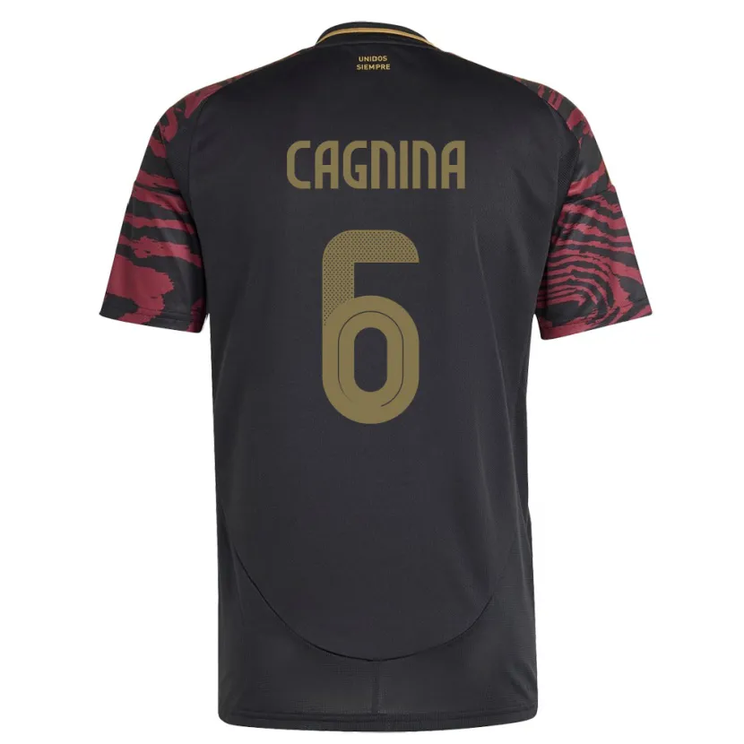 Danxen Hombre Camiseta Perú Claudia Cagnina #6 Negro 2ª Equipación 24-26 La Camisa