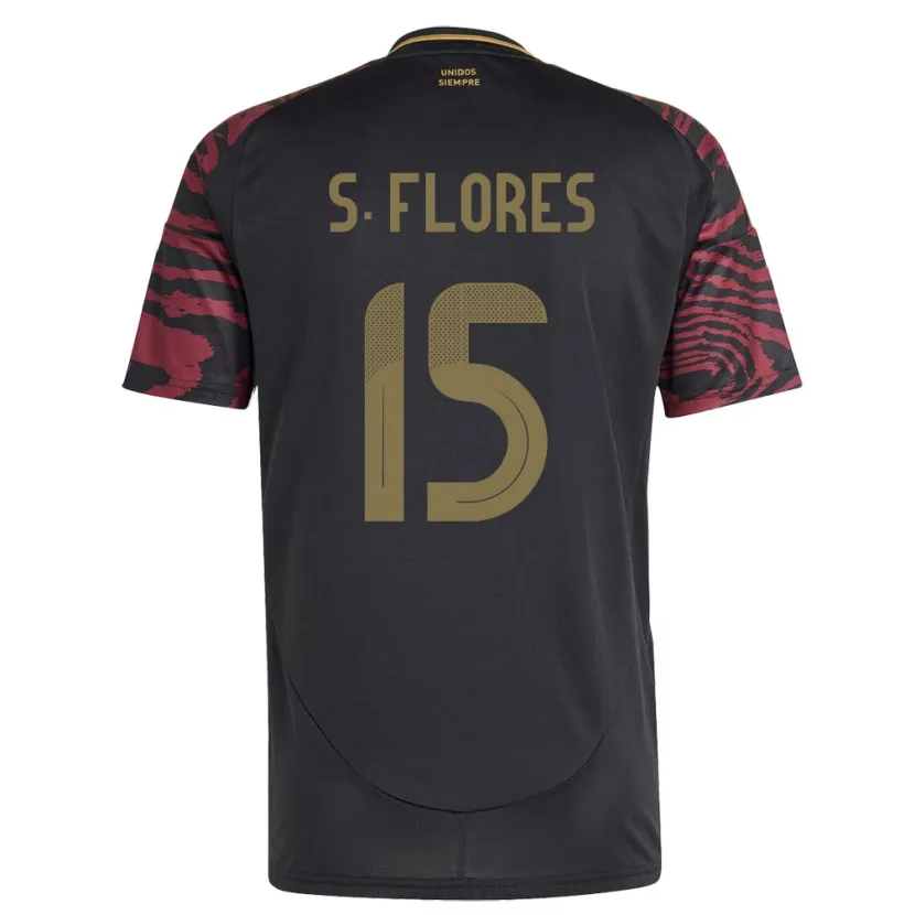 Danxen Hombre Camiseta Perú Scarleth Flores #15 Negro 2ª Equipación 24-26 La Camisa