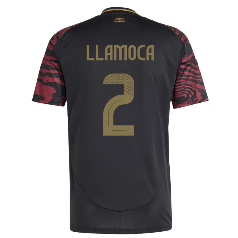 Danxen Hombre Camiseta Perú Braelynn Llamoca #2 Negro 2ª Equipación 24-26 La Camisa