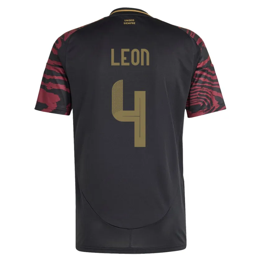 Danxen Hombre Camiseta Perú Mía León #4 Negro 2ª Equipación 24-26 La Camisa