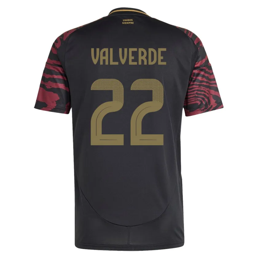 Danxen Hombre Camiseta Perú Malena Valverde #22 Negro 2ª Equipación 24-26 La Camisa