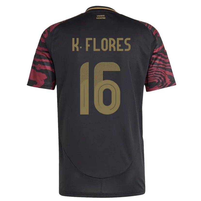 Danxen Hombre Camiseta Perú Kimbherly Flores #16 Negro 2ª Equipación 24-26 La Camisa