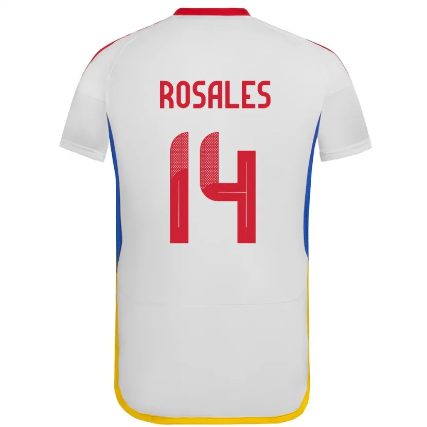 Danxen Hombre Camiseta Venezuela Roberto Rosales #14 Blanco 2ª Equipación 24-26 La Camisa
