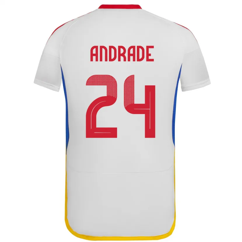 Danxen Hombre Camiseta Venezuela Kervin Andrade #24 Blanco 2ª Equipación 24-26 La Camisa