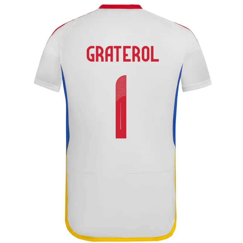 Danxen Hombre Camiseta Venezuela Joel Graterol #1 Blanco 2ª Equipación 24-26 La Camisa