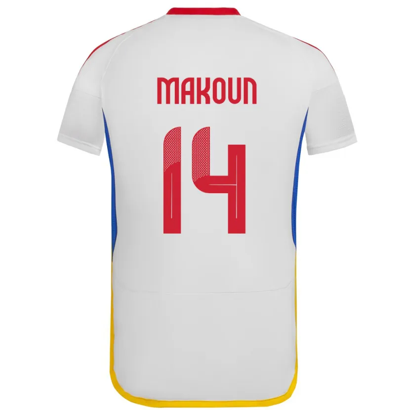 Danxen Hombre Camiseta Venezuela Christian Makoun #14 Blanco 2ª Equipación 24-26 La Camisa