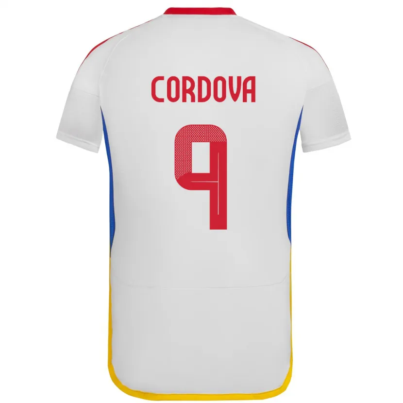 Danxen Hombre Camiseta Venezuela Sergio Córdova #9 Blanco 2ª Equipación 24-26 La Camisa